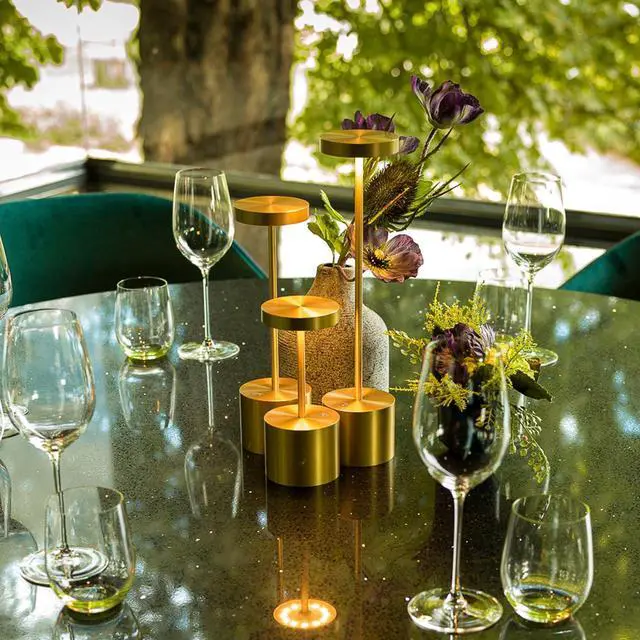 Alt view image 5 of 7 - SAKRINGT 2 Pack Cordless Table Lamp Rechargeable, 5000mAh Battery Operated Portable Table Light,Dimming LED Table Lamp for Restaurant/Patio/Outdoor(Gold)