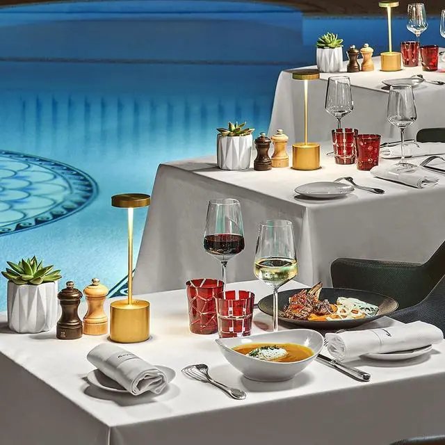 Alt view image 6 of 7 - SAKRINGT 2 Pack Cordless Table Lamp Rechargeable, 5000mAh Battery Operated Portable Table Light,Dimming LED Table Lamp for Restaurant/Patio/Outdoor(Gold)