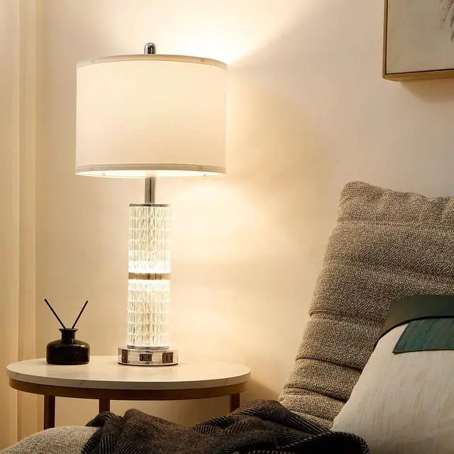 Alt view image 7 of 7 - Crystal Table Lamp Set of 2, Modern Touch Lamp with Nightlight, 3-Way Dimmable Bedroom Lamp with 2 USB Ports & AC Outlets for Living Room Bedside Nightstand Lamp
