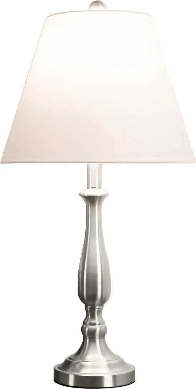 Alt view image 3 of 7 - Brushed Steel Table Lamps - Set of 2 Traditional Accent Lights with LED Bulbs - Home Décor for Bedroom, Living Room, Office, or Entry by Lavish Home