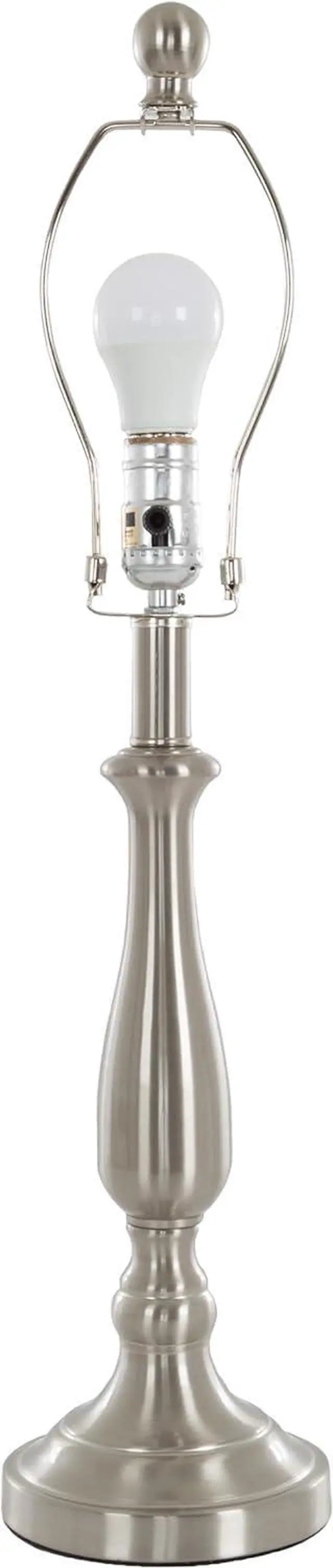 Alt view image 4 of 7 - Brushed Steel Table Lamps - Set of 2 Traditional Accent Lights with LED Bulbs - Home Décor for Bedroom, Living Room, Office, or Entry by Lavish Home