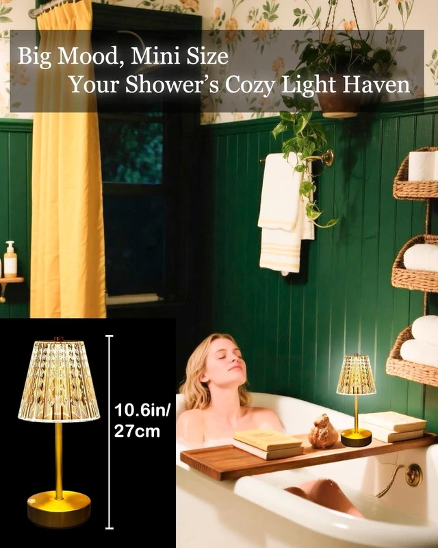 Alt view image 3 of 7 - Set of 2 Rechargeable Table Lamps-Small Size Battery Powered Lamps-Cordless Desk Lamp for Restaurant Dinner Bathroom Kitchen Countertop Tabletop Ambient Lighting-Brushed Brass Gold Wireless Lamps