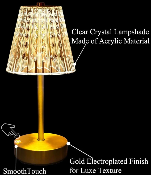 Alt view image 7 of 7 - Set of 2 Rechargeable Table Lamps-Small Size Battery Powered Lamps-Cordless Desk Lamp for Restaurant Dinner Bathroom Kitchen Countertop Tabletop Ambient Lighting-Brushed Brass Gold Wireless Lamps
