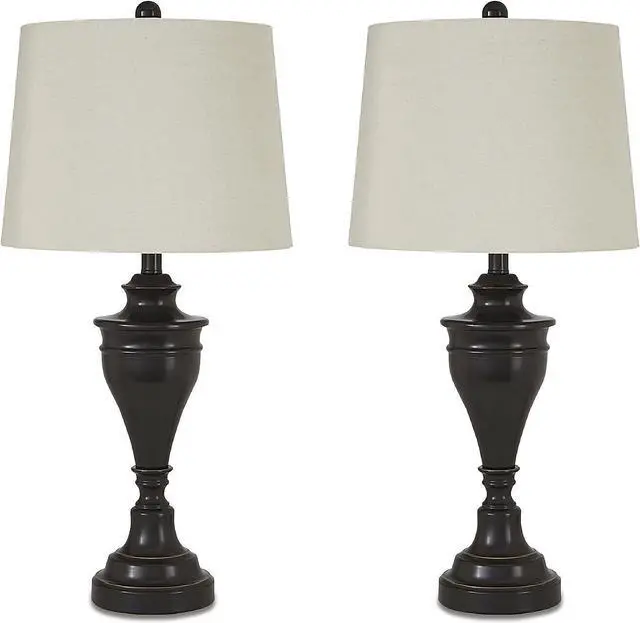 Main image of Signature Design by Ashley Darlita Traditional 29" Table Lamp with Pedestal Base, 2 Count, Dark Brown with White Shade