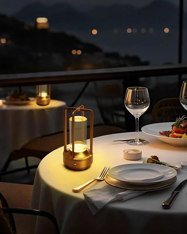 Alt view image 3 of 6 - Set of 2 Cordless Table Lamps, LED Rechargeable Battery Operated Desk Lamps with 3 Color Stepless Dimmable, Small Light Portable for Outdoor Patio Bar Restaurants Bedroom Bedside (Gold)