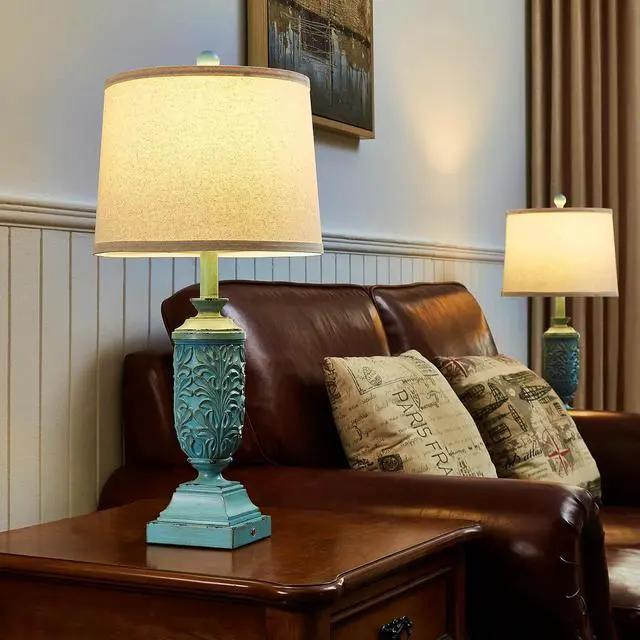 Alt view image 6 of 7 - 26.5" Farmhouse Table Lamp Set of 2, 3-Way Dimmable Touch Control Bedside Lamps Vintage Rustic Side Table Nightstand Lamps for Bedroom Living Room Study Room