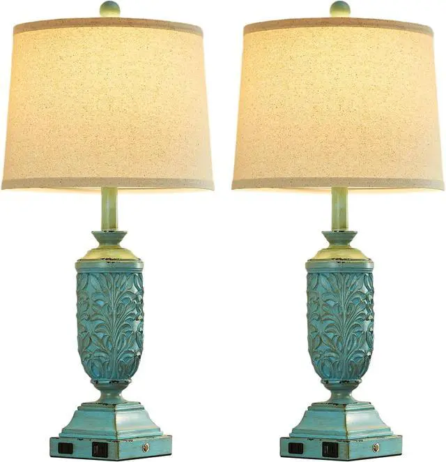 Alt view image 7 of 7 - 26.5" Farmhouse Table Lamp Set of 2, 3-Way Dimmable Touch Control Bedside Lamps Vintage Rustic Side Table Nightstand Lamps for Bedroom Living Room Study Room