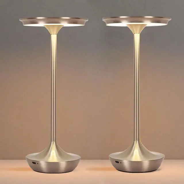 Main image of Cordless Table Lamp Set of 2,Portable Rechargeable 6000mAh Outdoor LED Table Lamps,3 Color Stepless Dimming Touch Battery Powered Lamp, Table Light For Restaurant/Patio/Camping/Bedroom(Silver)