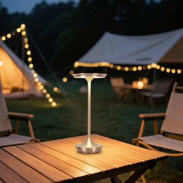 Alt view image 5 of 7 - Cordless Table Lamp Set of 2,Portable Rechargeable 6000mAh Outdoor LED Table Lamps,3 Color Stepless Dimming Touch Battery Powered Lamp, Table Light For Restaurant/Patio/Camping/Bedroom(Silver)