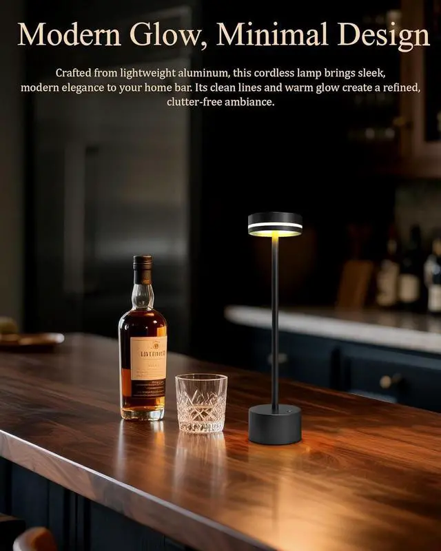 Alt view image 6 of 7 - 2 Pack LED Cordless Table Lamp Rechargeable, 5000mAh Portable Battery Operated LED Desk Lamp, 3 Color Dimmable Table Light for Reading/Home Office/Dining/Nightstand for Home Décor  Black