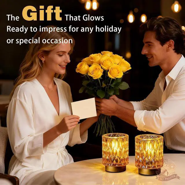 Alt view image 7 of 7 - Battery Operated Table Lamps Timer, Mini Crystal Lamp for Area No Plug, Cordless Lamp with LED Bulb for Power Outage, Decorative Lamps for Tabletop/Corner/Entryway/Stairway/Bathroom/Fireplace(2*AMBER)