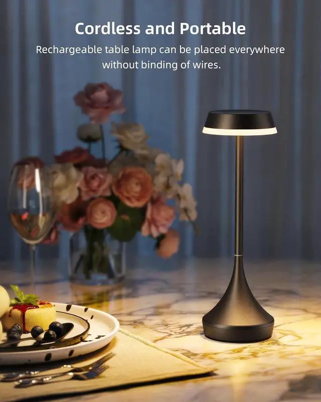 Alt view image 4 of 7 - Cordless Lamp, 6000mAh, Outdoor Waterproof, Touch Control, Dimmable, 3 Color Temperature, RGB, LED Memory Function, Portable Battery Operated, Rechargeable Table Lamp Patio Dinning Restaurant Kitchen