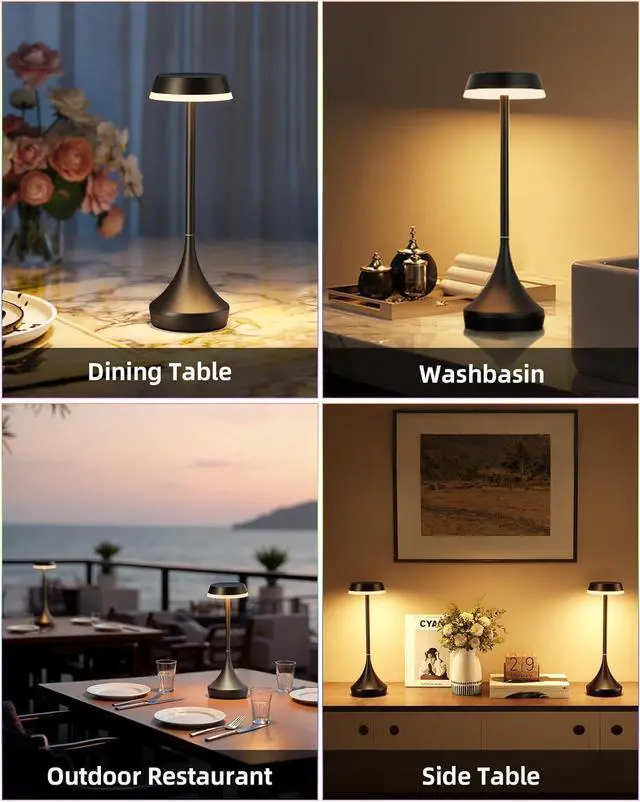 Alt view image 7 of 7 - Cordless Lamp, 6000mAh, Outdoor Waterproof, Touch Control, Dimmable, 3 Color Temperature, RGB, LED Memory Function, Portable Battery Operated, Rechargeable Table Lamp Patio Dinning Restaurant Kitchen