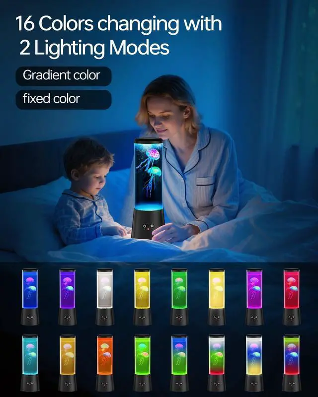 Alt view image 2 of 7 - Jellyfish Lamp,LED Fantasy Jellyfish Tank Table Lamp,16 Color Setting Jelly Fish Light,Best Holiday Gift of Adult and Kids,for Home Office Bedroom Decor and Set The Mood