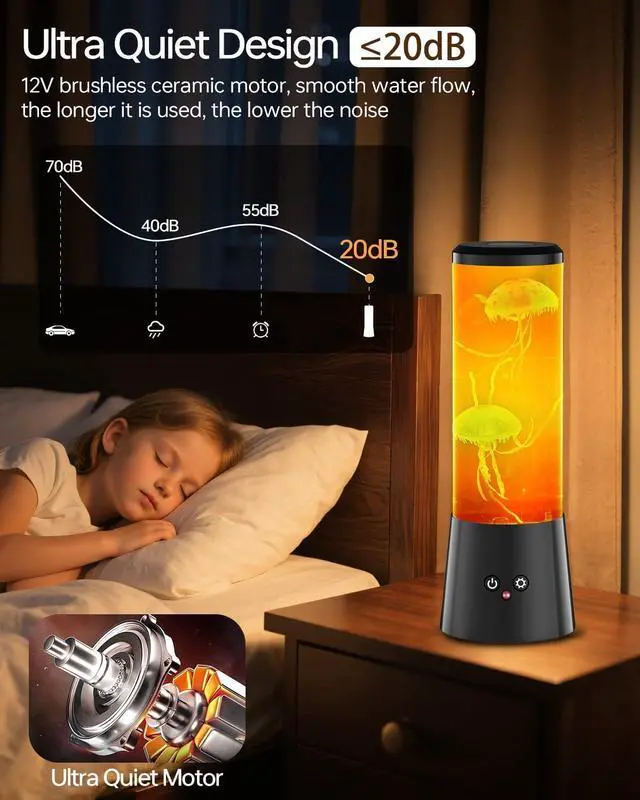 Alt view image 3 of 7 - Jellyfish Lamp,LED Fantasy Jellyfish Tank Table Lamp,16 Color Setting Jelly Fish Light,Best Holiday Gift of Adult and Kids,for Home Office Bedroom Decor and Set The Mood