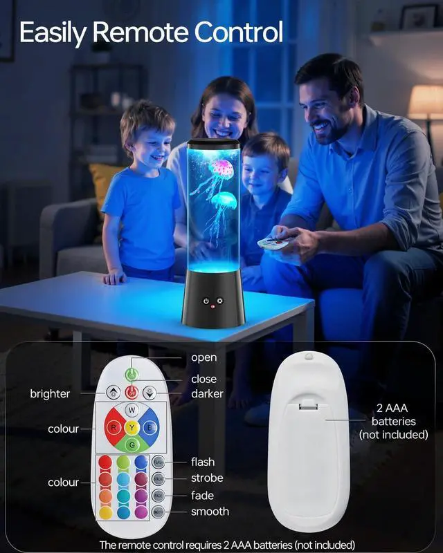 Alt view image 5 of 7 - Jellyfish Lamp,LED Fantasy Jellyfish Tank Table Lamp,16 Color Setting Jelly Fish Light,Best Holiday Gift of Adult and Kids,for Home Office Bedroom Decor and Set The Mood