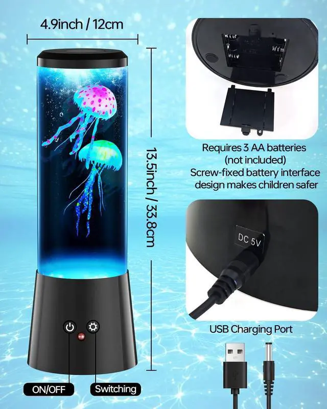 Alt view image 6 of 7 - Jellyfish Lamp,LED Fantasy Jellyfish Tank Table Lamp,16 Color Setting Jelly Fish Light,Best Holiday Gift of Adult and Kids,for Home Office Bedroom Decor and Set The Mood