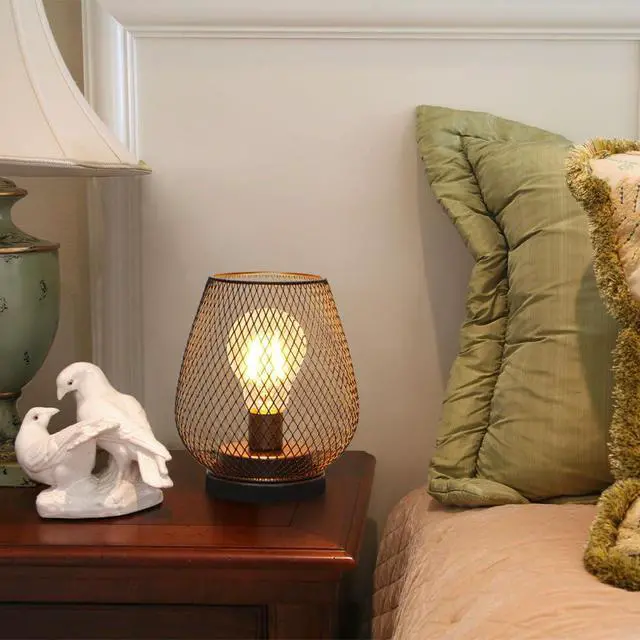 Alt view image 6 of 7 - TRIROCKS Set of 4 Battery Operated Lamp LED Table Lantern, Metal Cage Cordless Lamps with LED BulbVintage Decorative Outdoor Lantern for Weddings, Parties, Patio, Events for Indoors Shelf Decor