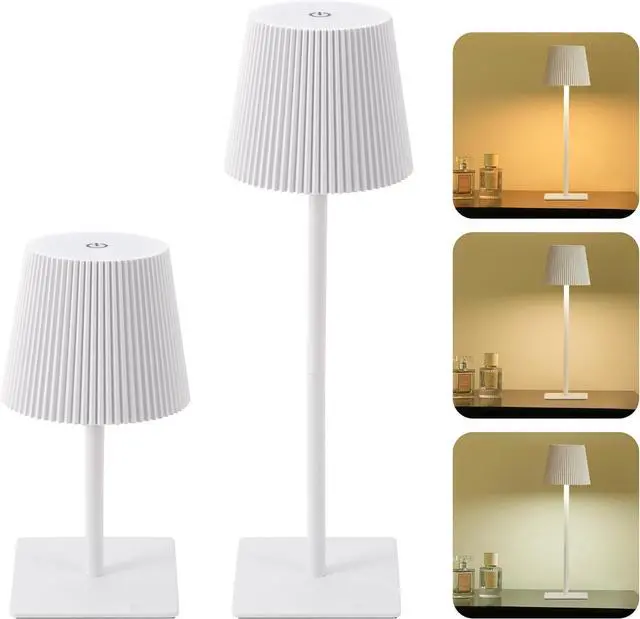 Main image of LUTEC 2 Pack Cordless Table Lamp,6000mAh Rechargeable Battery Operated Desk Lamp,Two Adjustable Heights,Waterproof, Touch Control & 3 Color Stepless Dimming for Restaurant/Bedroom/Bars/Outdoor (White)