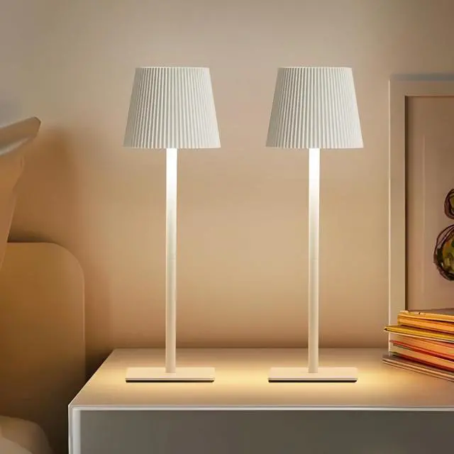 Alt view image 2 of 7 - LUTEC 2 Pack Cordless Table Lamp,6000mAh Rechargeable Battery Operated Desk Lamp,Two Adjustable Heights,Waterproof, Touch Control & 3 Color Stepless Dimming for Restaurant/Bedroom/Bars/Outdoor (White)