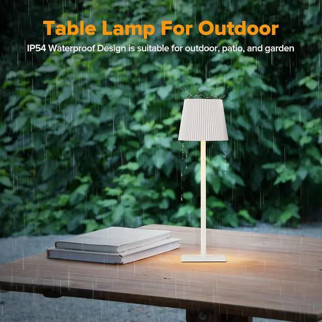 Alt view image 6 of 7 - LUTEC 2 Pack Cordless Table Lamp,6000mAh Rechargeable Battery Operated Desk Lamp,Two Adjustable Heights,Waterproof, Touch Control & 3 Color Stepless Dimming for Restaurant/Bedroom/Bars/Outdoor (White)