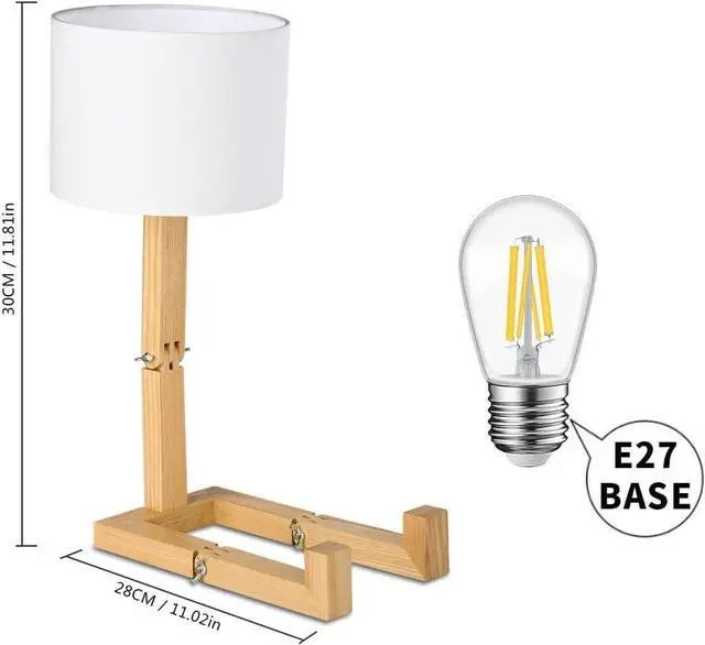 Alt view image 5 of 6 - ELINKUME Robot Desk Lamp Set of 2, Creative Bedside Lamp for Bedroom,Wooden Lamp Body Adjustable,DIY E26 Living Room Table Lamps with Fabric Shade,Modern Indoor Decorative Lighting, TB-QBT005-WHM2