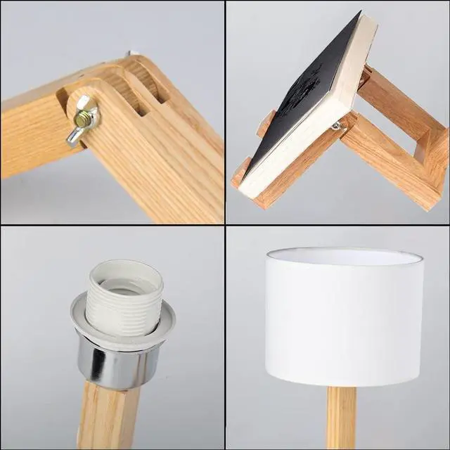 Alt view image 6 of 6 - ELINKUME Robot Desk Lamp Set of 2, Creative Bedside Lamp for Bedroom,Wooden Lamp Body Adjustable,DIY E26 Living Room Table Lamps with Fabric Shade,Modern Indoor Decorative Lighting, TB-QBT005-WHM2