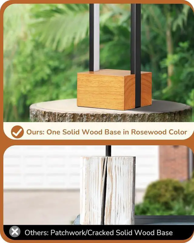 Alt view image 4 of 7 - EDISHINE LED Table Lamp, Wooden Bedside Lamp with 3 Color Temperatures, Dimmable Square Nightstand Lamp for Bedroom Living Room, Complete Dark Rose Wood Color Base