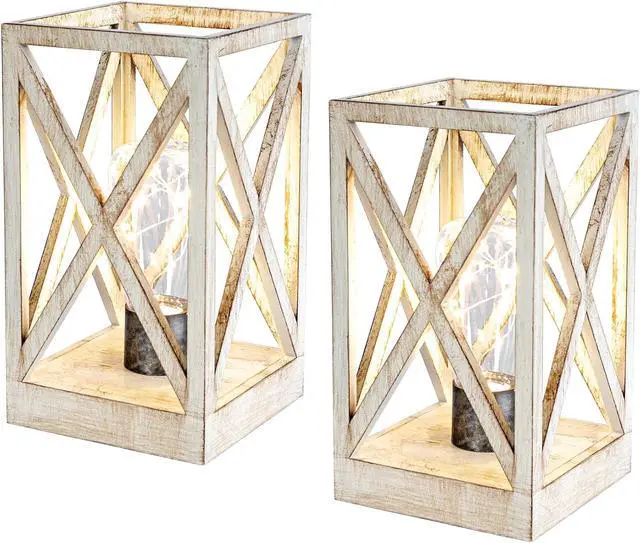 Main image of WINGBO 2 Pack Retro Battery Powered Table Lamps, Battery Operated Cordless Lamp Set, Portable Nightlight Decorative Light for Living Room Dining Room Bedroom Entryway Patio Backyard, White Finish