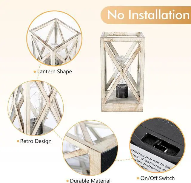 Alt view image 5 of 7 - WINGBO 2 Pack Retro Battery Powered Table Lamps, Battery Operated Cordless Lamp Set, Portable Nightlight Decorative Light for Living Room Dining Room Bedroom Entryway Patio Backyard, White Finish