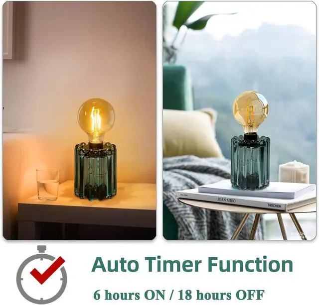 Alt view image 3 of 7 - Set of 2 Battery Operated Table Lamp, Battery Powered Cordless Lamp with Timer, Glass Bulb Shape Decorative Lights for Living Room Bedroom Weddings Parties Patio Events Indoors OutdoorsLoden Frost