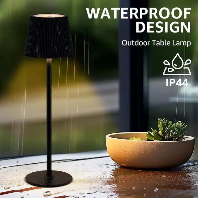 Alt view image 4 of 7 - uuffoo Cordless Table Lamps Rechargeable Set of 2, Outdoor Table Lamp with 3 Color Stepless Dimming, Battery Operated Desk Night Light for Patio, Restaurant, Bedroom
