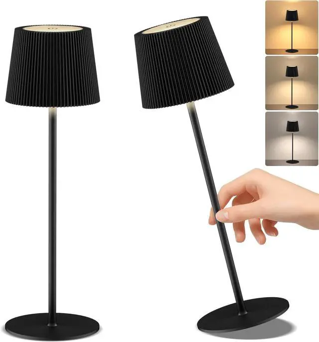 Main image of uuffoo Cordless Table Lamps Rechargeable Set of 2, Outdoor Table Lamp with 3 Color Stepless Dimming, Battery Operated Desk Night Light for Patio, Restaurant, Bedroom