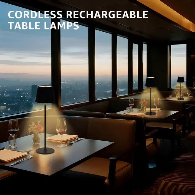 Alt view image 5 of 7 - uuffoo Cordless Table Lamps Rechargeable Set of 2, Outdoor Table Lamp with 3 Color Stepless Dimming, Battery Operated Desk Night Light for Patio, Restaurant, Bedroom