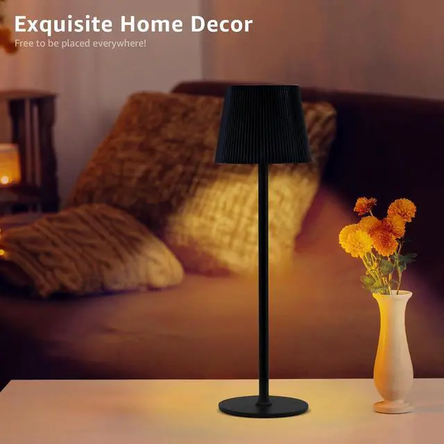 Alt view image 7 of 7 - uuffoo Cordless Table Lamps Rechargeable Set of 2, Outdoor Table Lamp with 3 Color Stepless Dimming, Battery Operated Desk Night Light for Patio, Restaurant, Bedroom