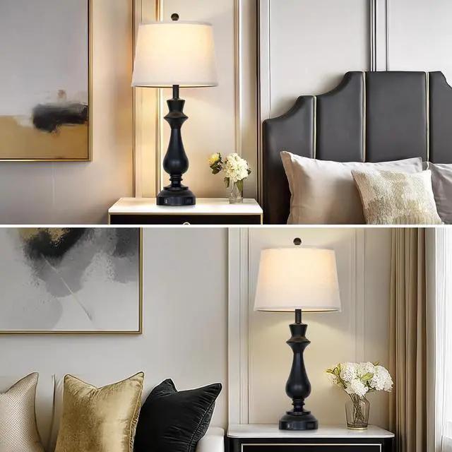 Alt view image 5 of 7 - Modern Black Table Lamps Set of 2 for Living Room,30" Tall Bedside Lamp with USB Charging Port,3-Way Dimmable Touch Nightstand Lamp for Bedroom Desk Side Table Office,Black