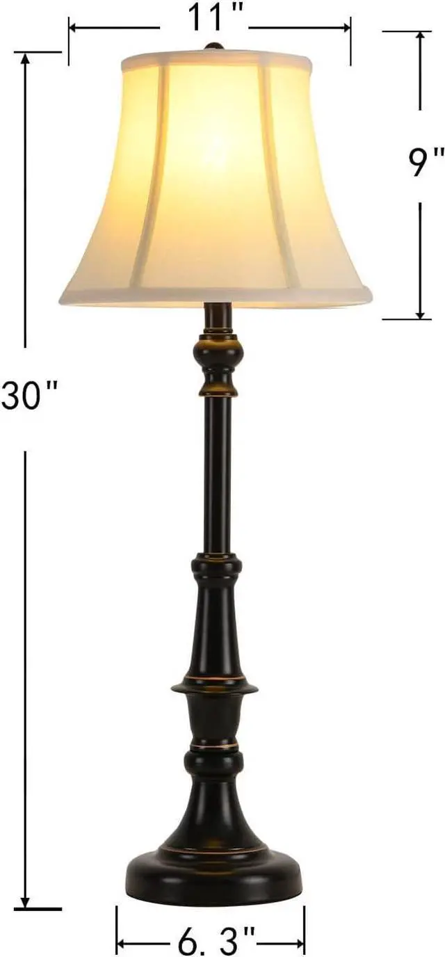 Alt view image 5 of 7 - 2 Pack Vintage Style Buffet Table Lamp, Traditional Bedside Lamps, Tall Table Lamp Set of Two for Living Room, Bedroom