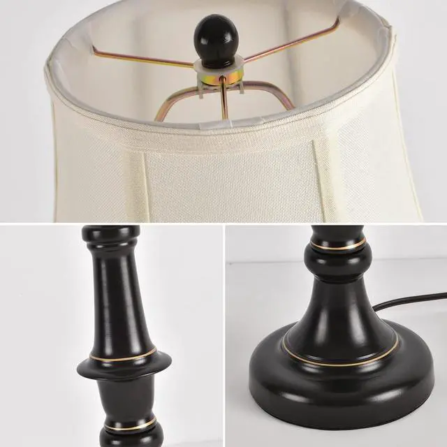 Alt view image 7 of 7 - 2 Pack Vintage Style Buffet Table Lamp, Traditional Bedside Lamps, Tall Table Lamp Set of Two for Living Room, Bedroom