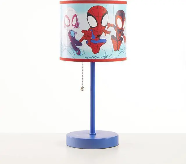 Main image of Idea Nuova Marvel Spidey and His Amazing Friends Table Lamp,Kids Stick Lamp with Pull Chain, Fun Bedroom or Nightstand Lighting,Official Spidey Decor