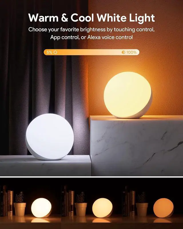 Alt view image 3 of 6 - Hifree Smart Table Lamp, Dimmable Desk Lamp with App/Voice Control, LED RGB Color Changing Touch Lamp, Night Light for Bedroom Compatible with Alexa