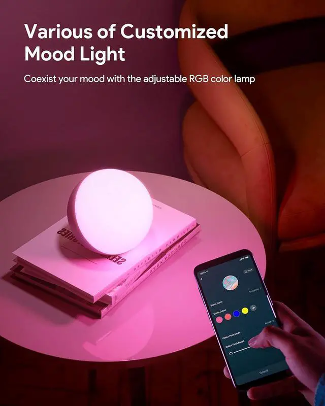 Alt view image 4 of 6 - Hifree Smart Table Lamp, Dimmable Desk Lamp with App/Voice Control, LED RGB Color Changing Touch Lamp, Night Light for Bedroom Compatible with Alexa