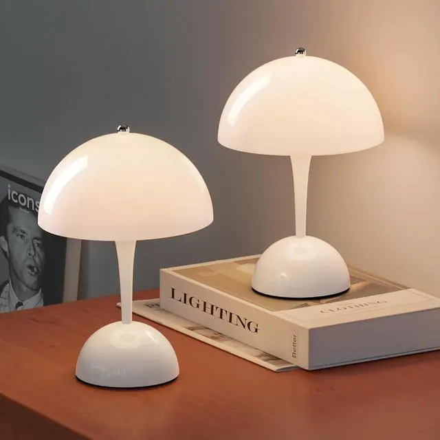 Main image of ONEWISH Cordless Table Lamps Set of 2 - Portable Touch Mushroom Lamp with Dimmer, Rechargeable Nightstand Lamp Night Light for Kids, Small LED Lamp, for Christmas Birthday, White