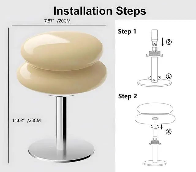 Alt view image 6 of 6 - Mushroom Lamp for Bedroom,Mid Century Modern Lamp for Nightstand, Dimmable Retro Egg Tart Bedside Small Lamps,Unique Home Mushroom Decor Aesthetic Cute Table Lamps for Living Room (Orange)