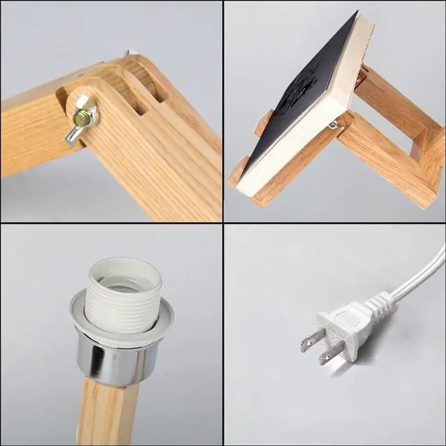 Alt view image 5 of 6 - Robot Cute Desk Lamp Set of 2, Wooden Bedside Table Lamp Unique Fun Robot Lamp Quirky Cool Lamp for Home, Kids Room, Living Room, Coffee Shop, Adjustable Lamp Body