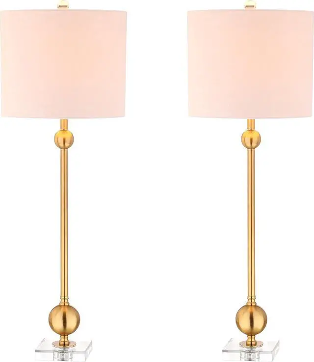 Main image of JONATHAN Y JYL2010A-SET2 Set of 2 Table Lamps Hollis 34" Metal LED Table Lamp Modern Contemporary Glam Bedside Desk Nightstand Lamp for Bedroom Living Room Office College Bookcase, Brass