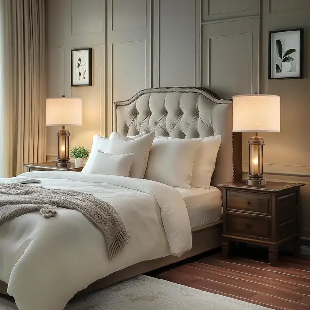 Alt view image 7 of 7 - Set of 2 Farmhouse Table Lamps for Living Room, Rustic Vintage Bedside Lamps with 2 USB Ports, Bedroom Nightstand Lamp with Amber Glass Nightlight for End Table Entryway, 4 Bulbs Includes