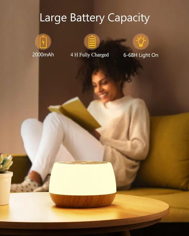 Alt view image 3 of 7 - Night Light for Baby Nursery Set of 2, USB Rechargeable Bedside Lamp Stepless Dimmable, 3 Modes & 9 Colors Changing, Portable Touch Light for Adults with Timing & Memory