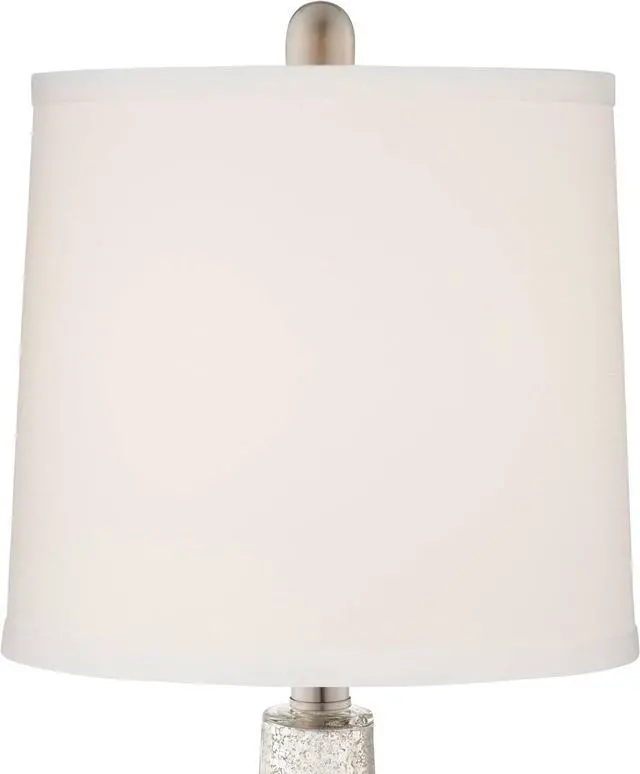 Alt view image 7 of 7 - 360 Lighting Ledger Modern Accent Table Lamps 21.75" High Set of 2 with USB Charging Port Mercury Glass Off White Drum Shade Decor for Living Room Desk Bedroom House Bedside Nightstand Home