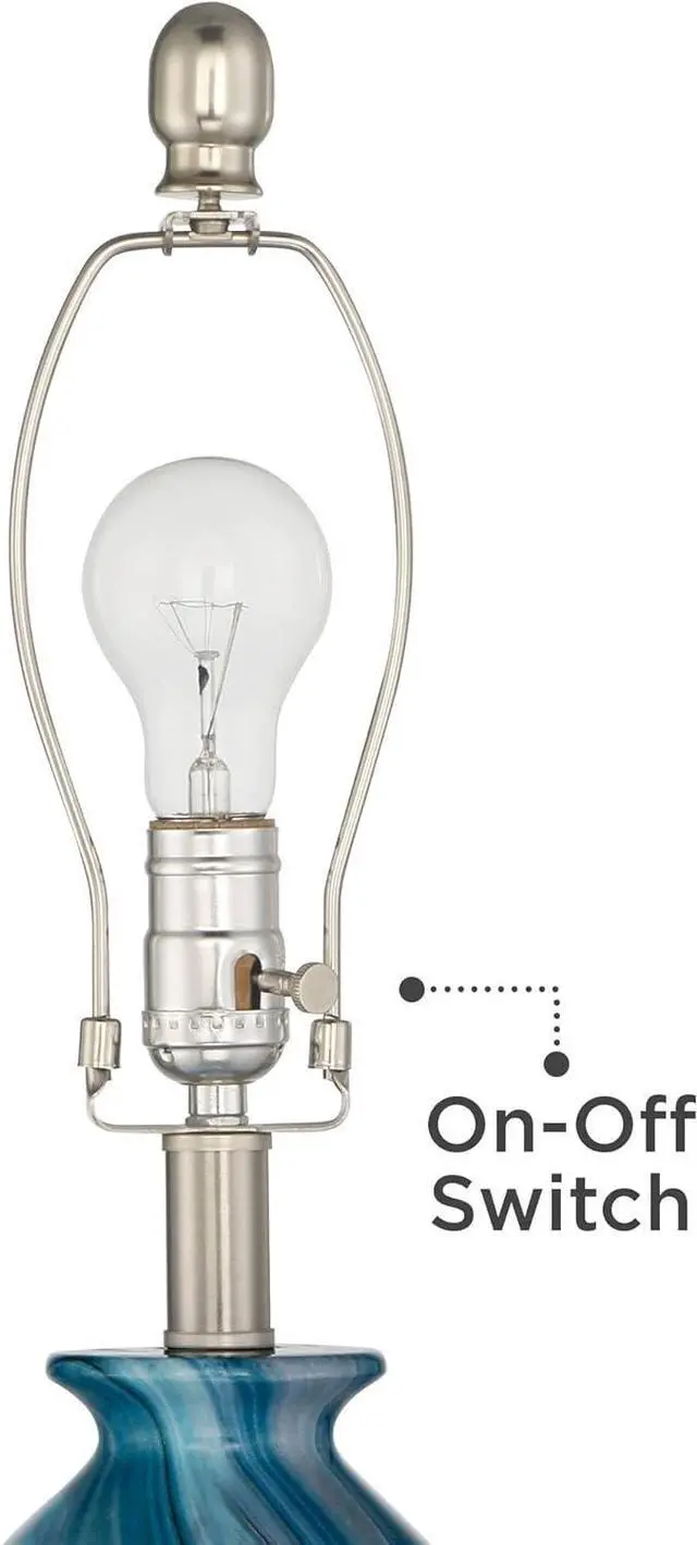 Alt view image 4 of 7 - 360 Lighting Carlton 28" Tall Modern Table Lamps Set of 2 WiFi Smart Socket Blue Marble Finish Living Room Bedroom Bedside Nightstand House Office Home Reading Kitchen Entryway White Shade