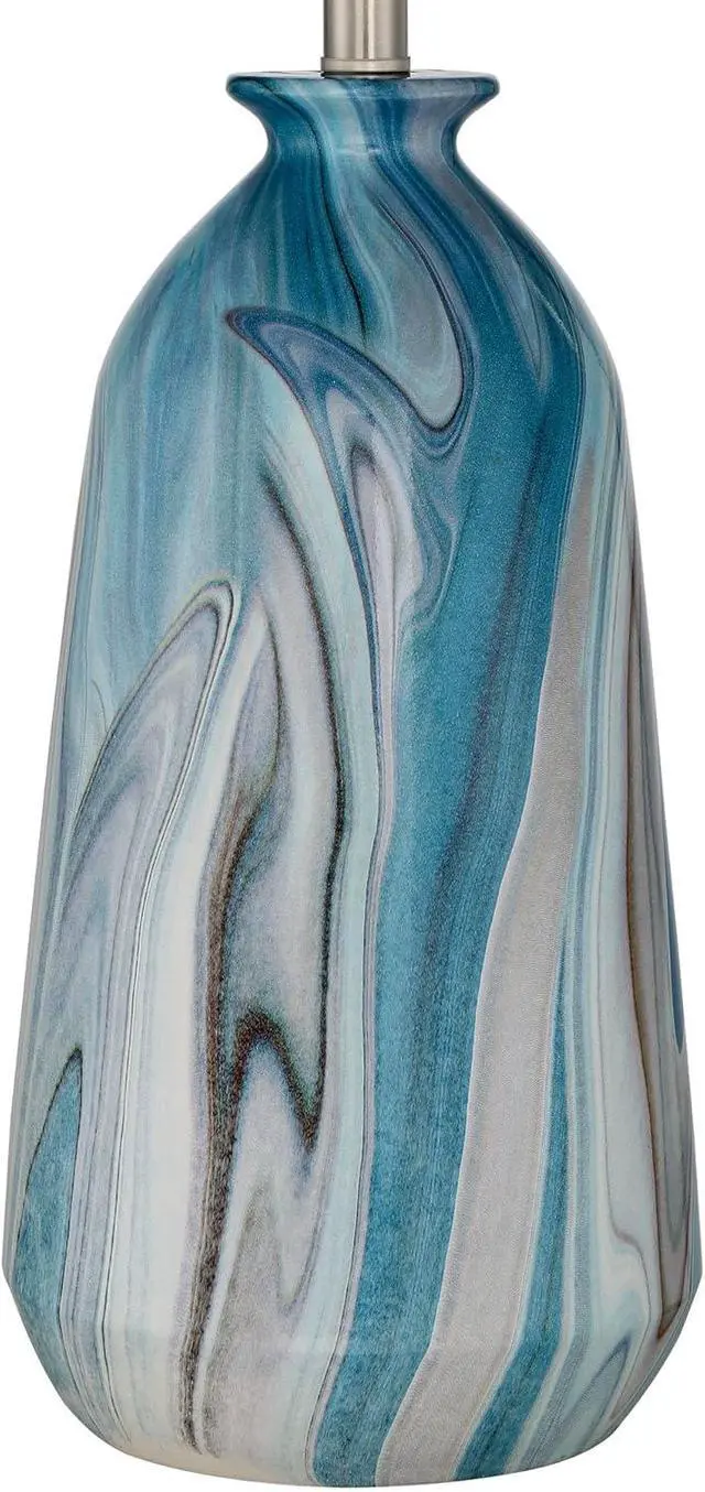 Alt view image 5 of 7 - 360 Lighting Carlton 28" Tall Modern Table Lamps Set of 2 WiFi Smart Socket Blue Marble Finish Living Room Bedroom Bedside Nightstand House Office Home Reading Kitchen Entryway White Shade